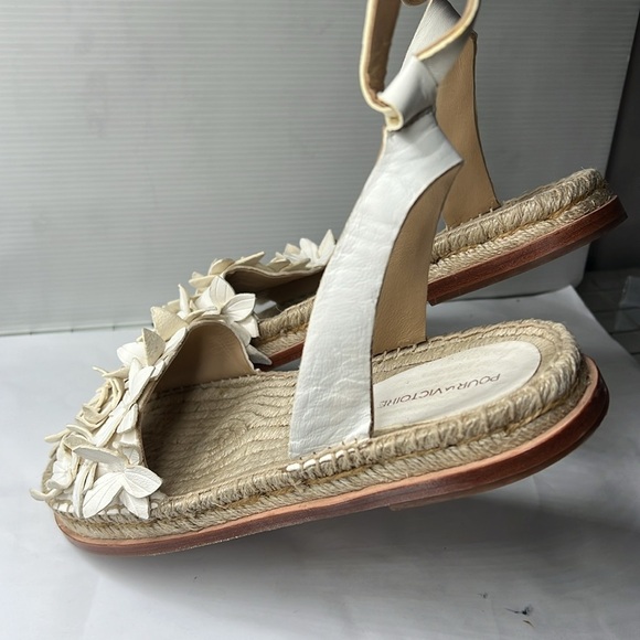 Pour La Victoire Sz 8 Women's Pica Espadrille White Leather Flat Sandals - Picture 6 of 10
